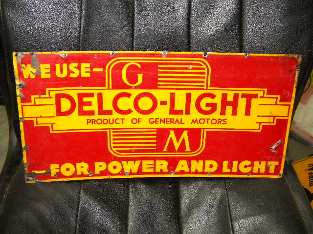 $OLD GM Delco Light Tin Sign