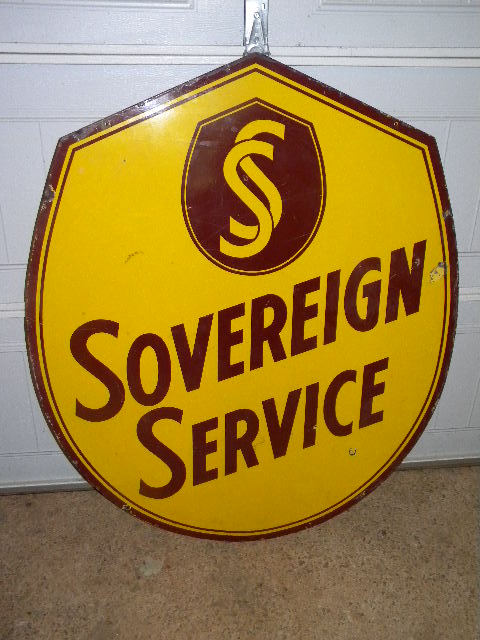 $OLD Sovereign Service Double Sided Porcelain Sign