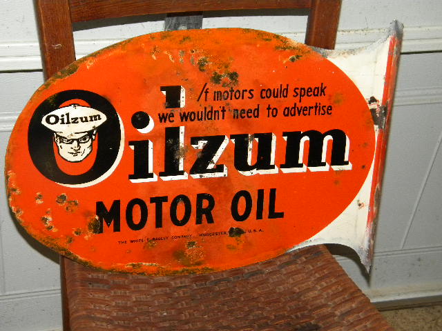 $OLD Original Oilzum Tin Flange Sign