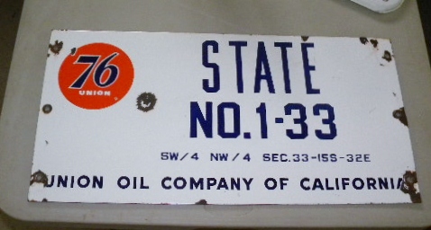 $OLD  Union 76 Field Lease Single Sided Porcelain Sign (earlier logo)