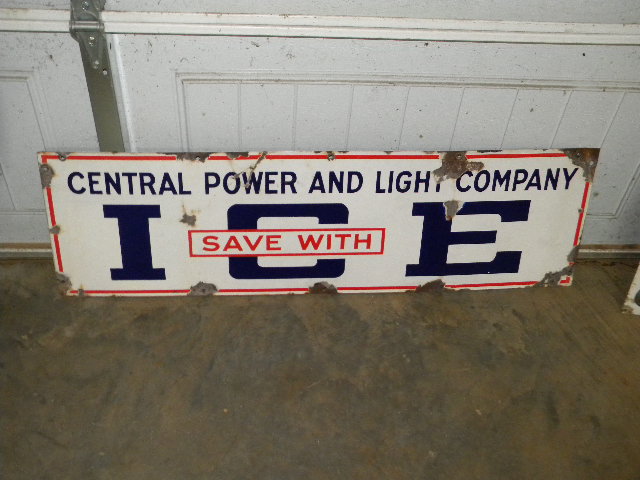$OLD Central Power and Light ICE SSP Porcelain Sign