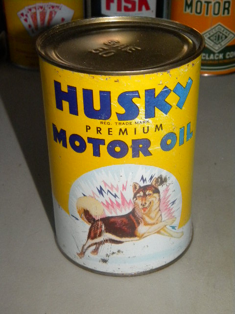 Yellow Husky Motor Oil Quart Can Empty $OLD
