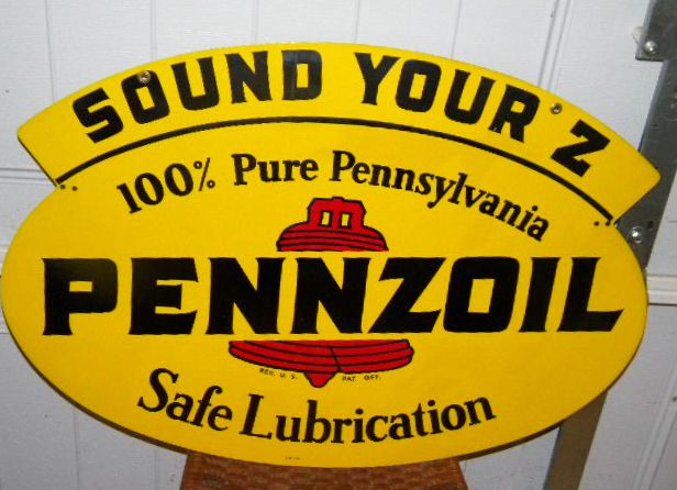 $OLD Pennzoil Sound Your Z Double Sided Tin Sign NICE