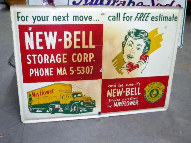 $OLD Graphic Mayflower Tin Sign w/ Bus Graphics