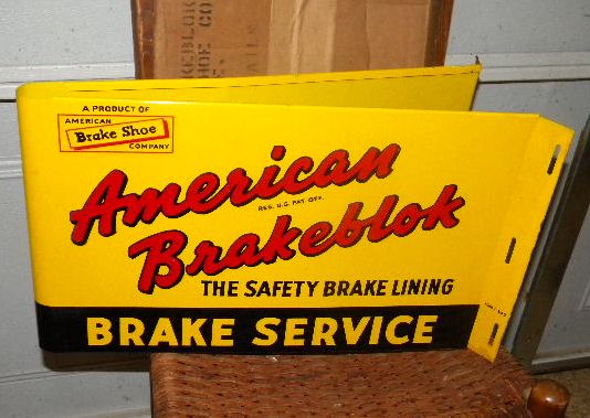 $OLD American Brakeblok Double Sided Tin Flange Sign