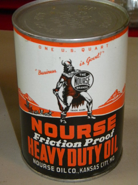 $OLD Full Nourse Motor Oil Quart Can w/ Viking