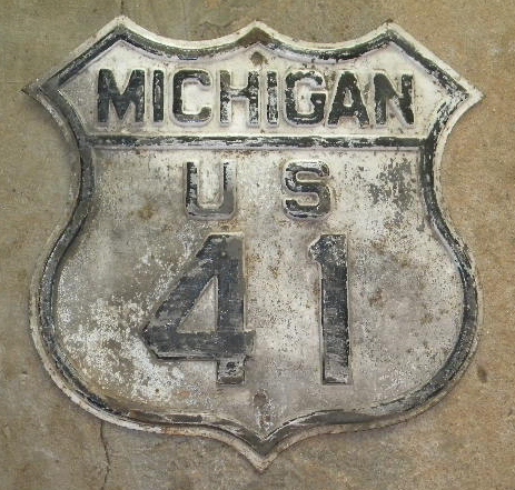 $OLD Original Michigan Route 41 Fully Embossed Shield Sign