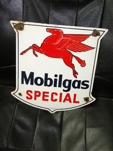 $OLD Mobilgas "Special" Porcelain Gas Pump Sign