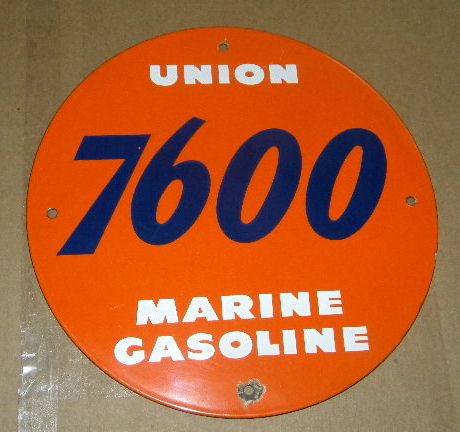 $OLD Union 7600 Marine Porcelain Gas Pump Sign