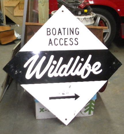 $OLD NC Wildlife Boating Double Sided Tin Sign