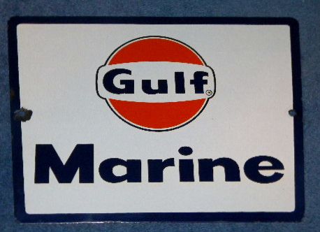 $OLD GULF MARINE PORCELAIN PUMP SIGN