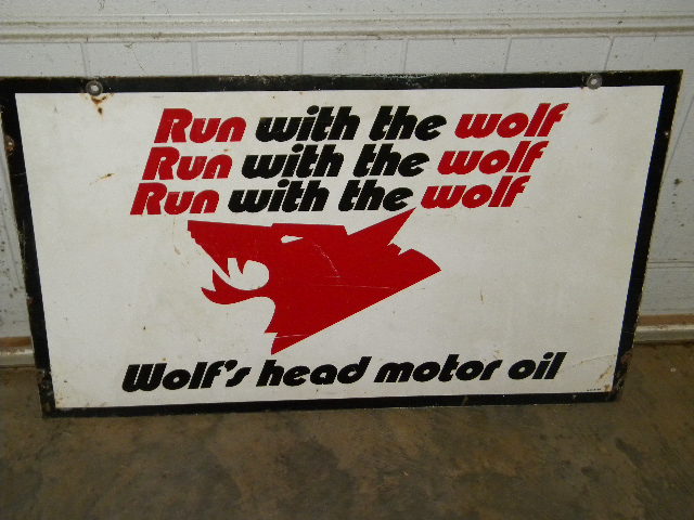 $OLD Wolf's Head Motor Oil DST Tin Sign