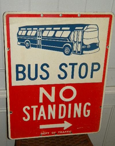 $OLD Double Sided Tin/Aluminum Bus Stop Sign NYC