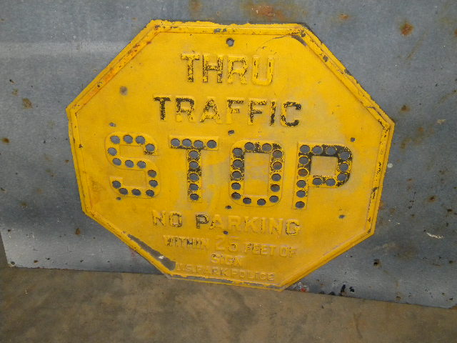 $OLD Rare Early Embossed US Park Police Stop Reflector Sign