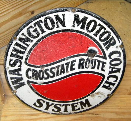 $OLD Washington Motor Coach Porcelain Bus Sign