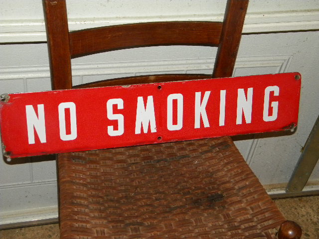 No Smoking Porcelain Sign $OLD