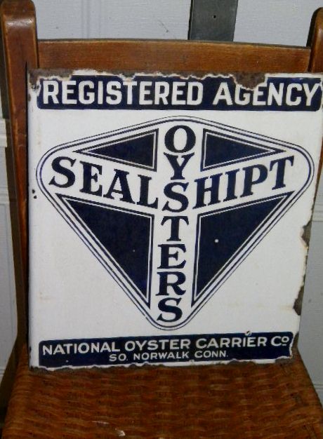 $OLD Sealshipt Oysters Porcelain Flange sign