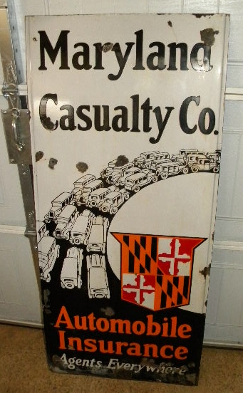 SOLD: Maryland Casualty Lighthouse Porcelain Sign