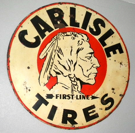 SOLD: Carlisle Tires Sign w/ Indian Graphics