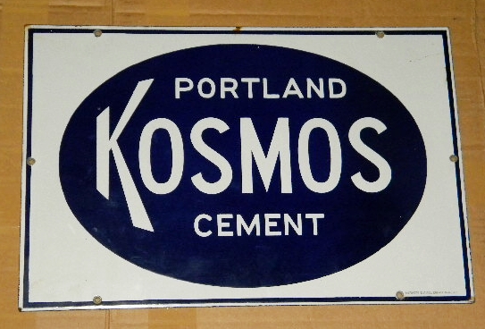 $OLD Portland "Kosmos" Cement Porcelain Sign