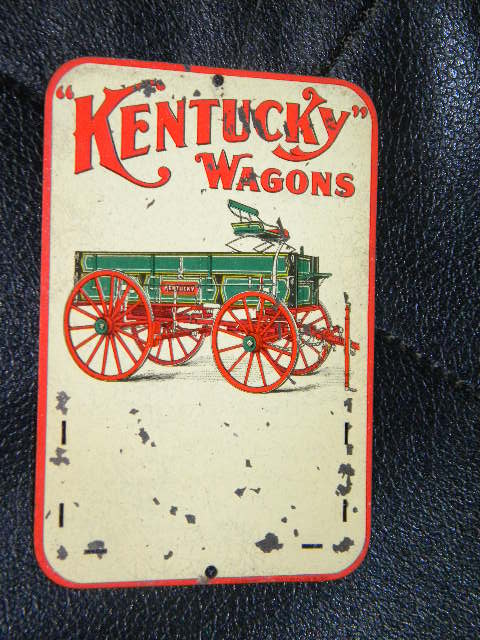 $OLD Kentucky Wagons Small Tin Sign Match Holder