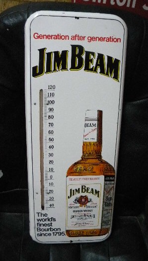 $OLD Jim Beam Tin Thermometer