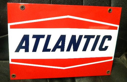 $OLD Atlantic Porcelain Pump Plate Sign