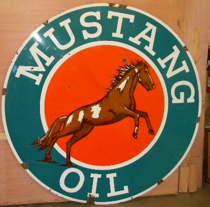 $OLD Mustang Oil 6 FT DSP Porcelain Sign