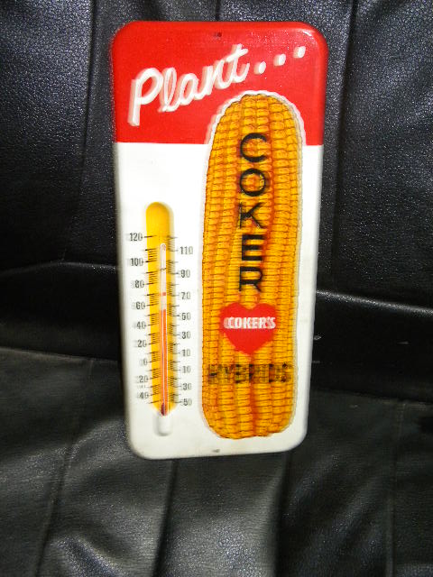 $OLD Coker Hybrids Corn Tin Thermometer