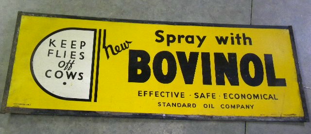 $OLD Bovinal Cow Spray Masonite/Metal Frame Sign