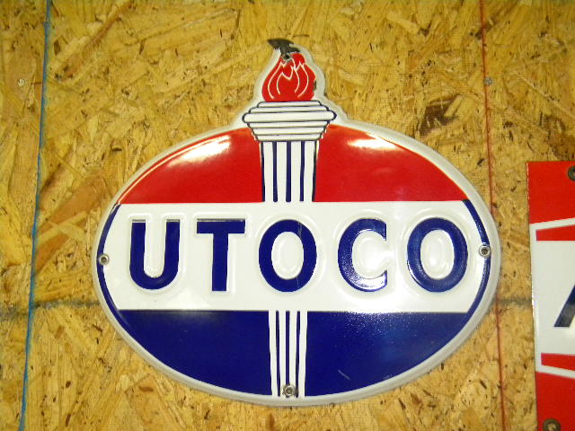 $OLD Utoco PPP Embossed Porcelain Pump Plate Sign
