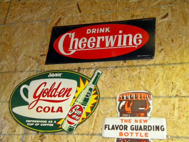 $OLDGolden Cola Emb Tin Sign & $OLD Cheerwine SST SIgn