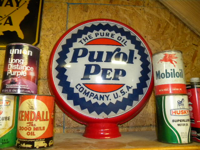 $OLD Pure Oil Co -  Purol Pep 15 Inch Single on Metal Body