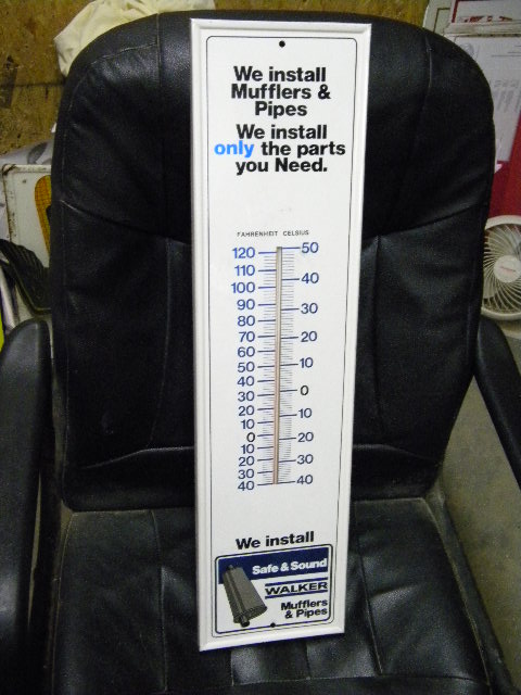 $OLD Walker Mufflers & Pipes Tin Thermometer