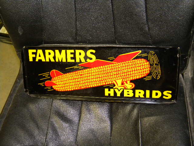 $OLD Farmers Hybrids DST Spinner Sign w/ Plane Graphics