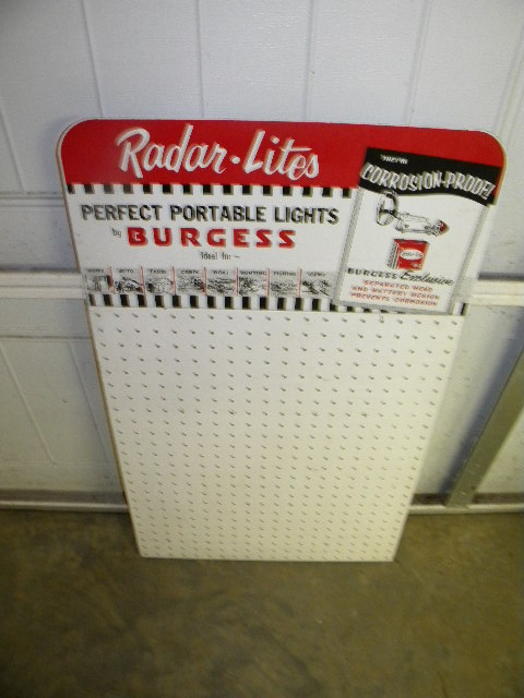 $OLD Burgess Batteries Metal Rack Type Sign