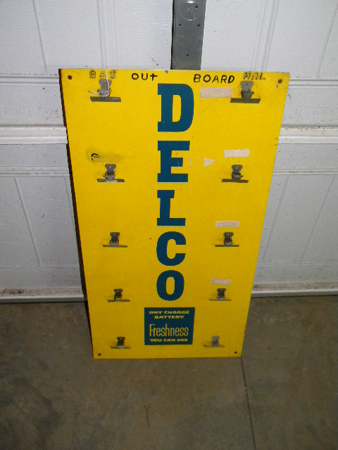 $OLD Delco Clip Board Tin Sign Dry Charge Battery