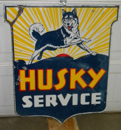 $OLD Husky DS Porcelain Shield Sign - Original