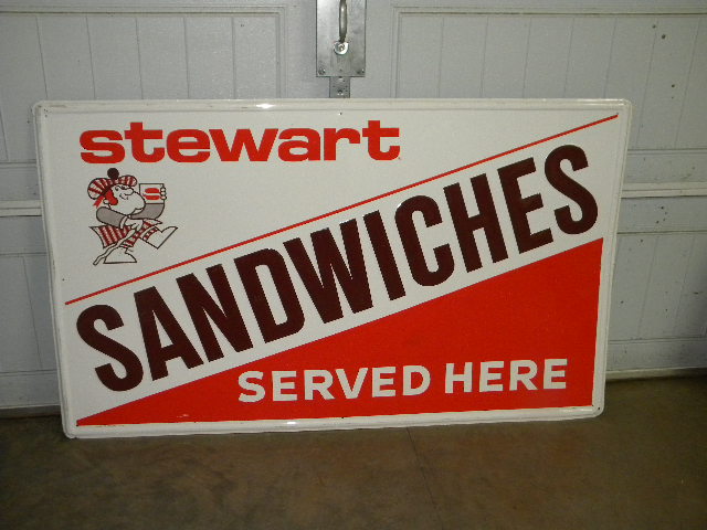 $OLD Stewarts Sandwichers Emb Tin Sign 1970s