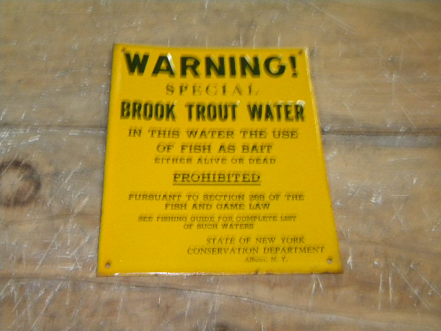 $OLD Brook Trout Water Emb Tin Sign