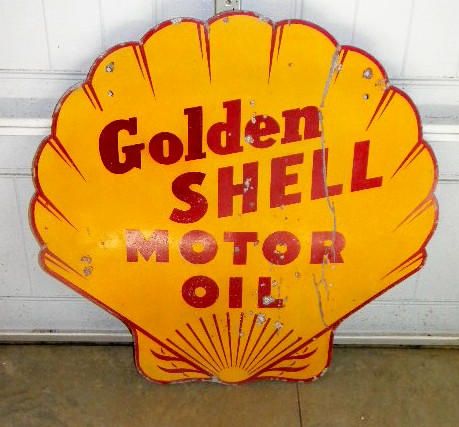 $OLD Golden Shell Motor Oil DSP 36 Inch Sign