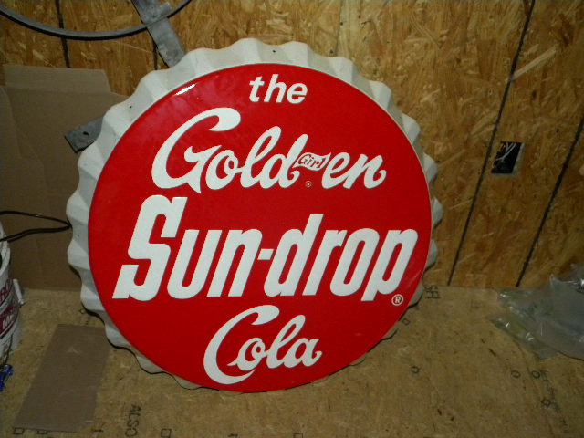$OLD SunDrop Bottle Cap Sign Golden Girl Cola