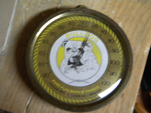 $OLD Bulldog Ludlow, Boston Mass Repair Tread Thermometer Graphic