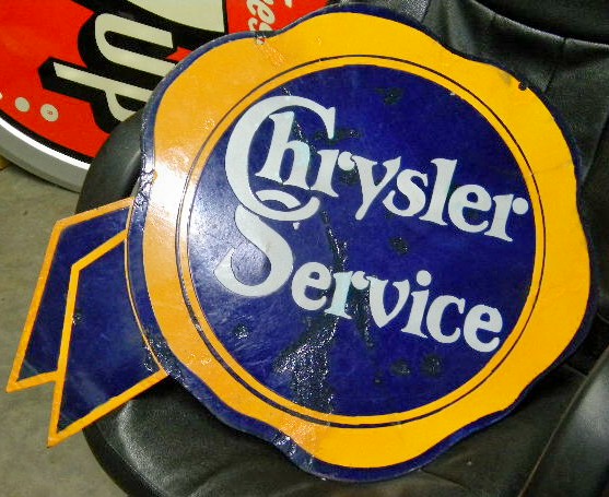 $OLD Chrysler Service DSP Porcelain Ribbon Sign