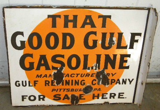 $OLD Good Gulf DSP Porcelain Flange Sign