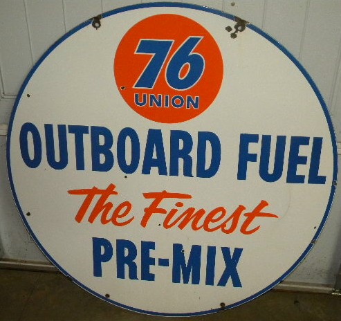 $OLD Union 76 Outboard Fuel DSP Porcelain 42 Inch Gas Station Sign