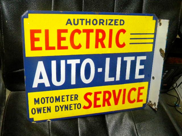 $OLD  Auto-Lite Porcelain Flange Sign