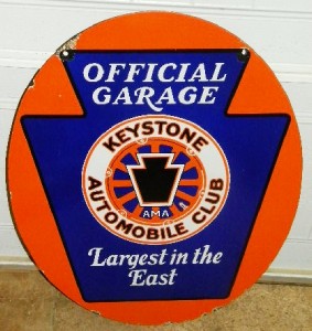 $OLD Keystone Auto Club Double Sided Porcelain Sign