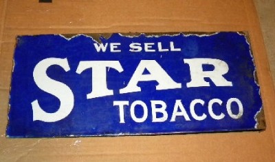 $Old Porcelain Star Tobacco Flange Sign