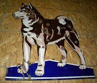 $OLD Husky Gasoline Porcelain Diecut Dog Sign
